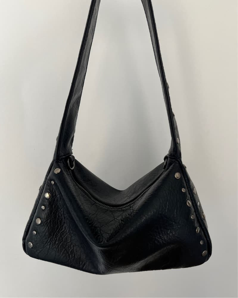 Black Leather Silver Studded Purse - Image 1