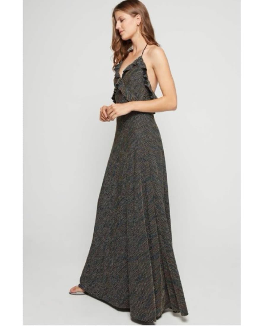 Stripped Metallic Knit Dress in Black - Image 4
