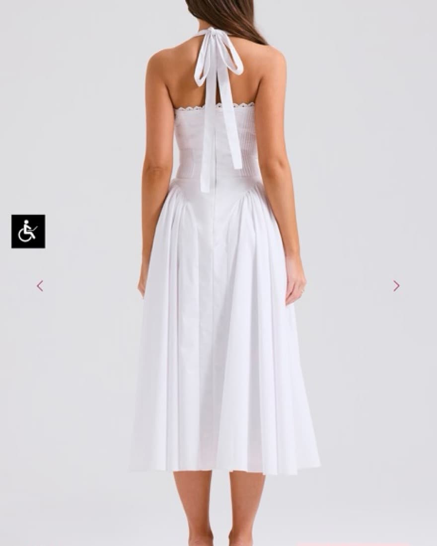 House Of Cb White Halter Midi Dress - Image 3