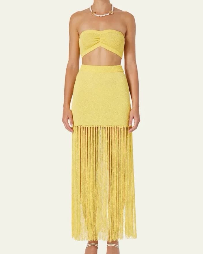 CasaBlanca yellow fringe skirt - Image 2