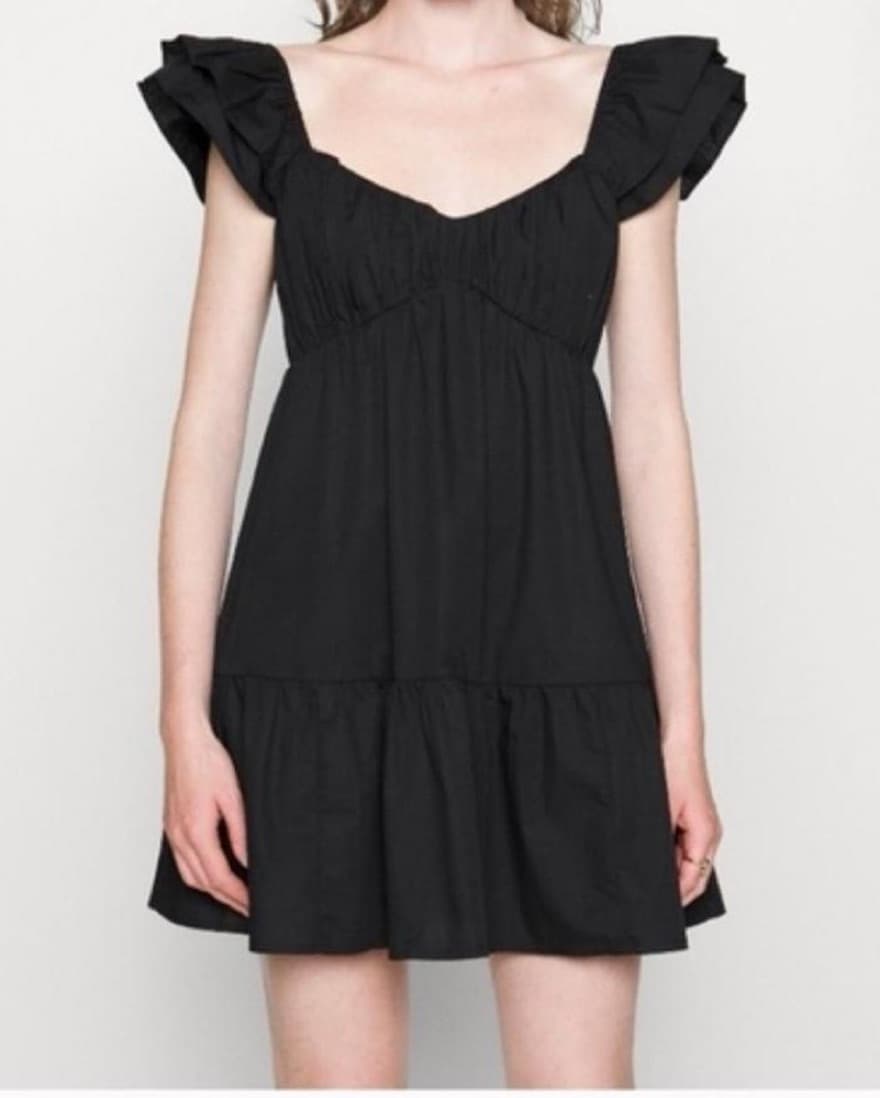 Ruched Flutter Sleeve Mini Dress - Image 2
