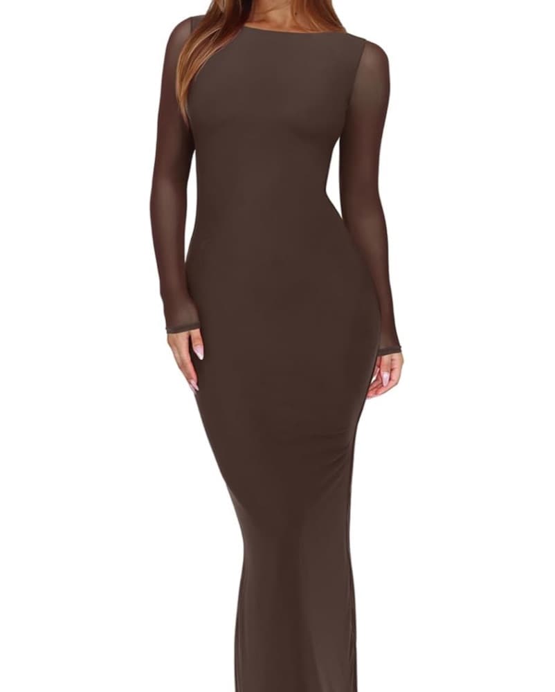Brown formal long sleeve dress  - Image 2