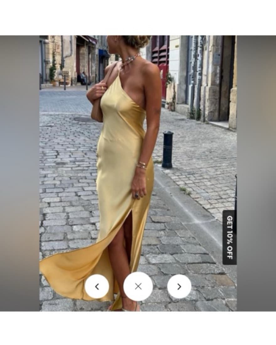Yellow Satin Slit Dress - Image 2
