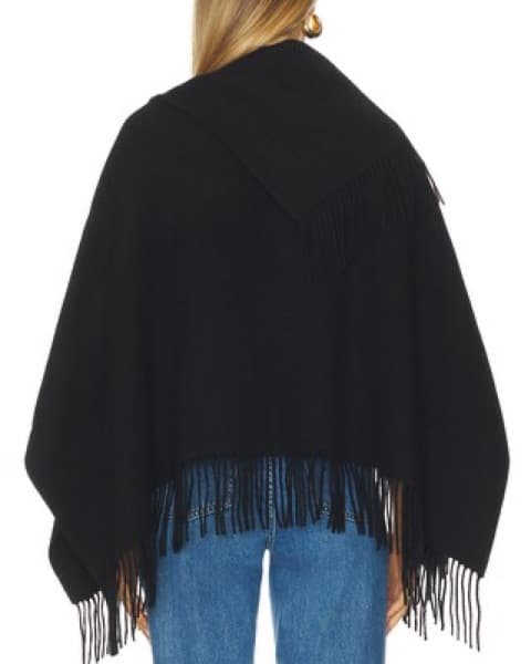 Oversized Black Fringe Poncho - Image 3