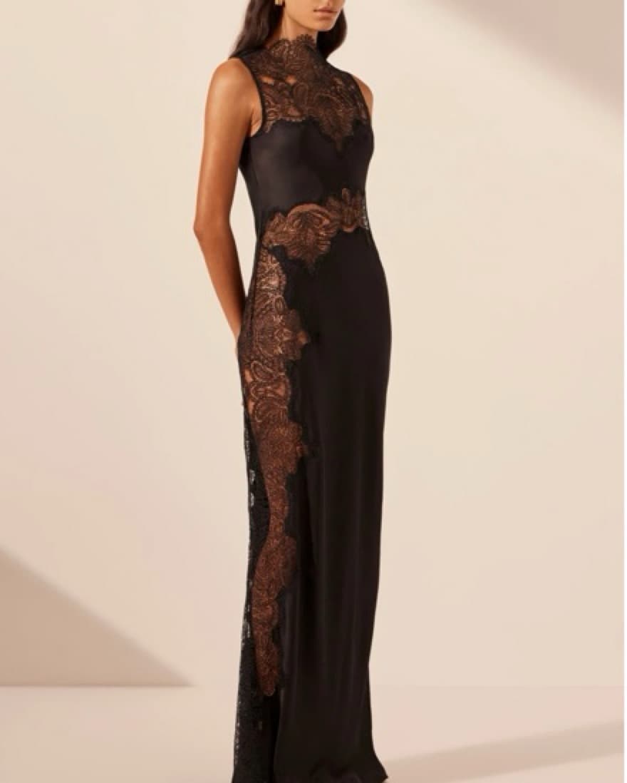 Jamila Lace High Neck Maxi Dress Black - Image 2