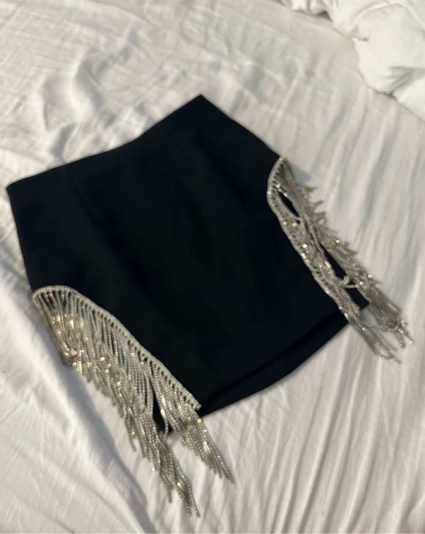 House Of CB BLACK CREPE CRYSTAL SKIRT - Image 2