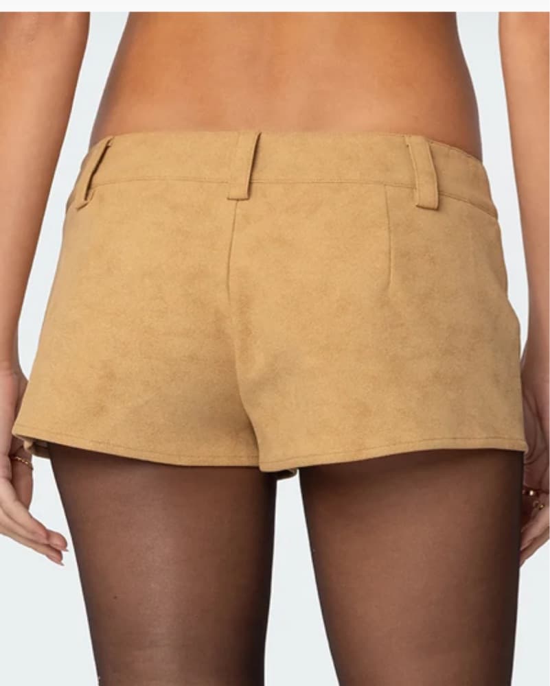 Edikted Suede Mini Shorts - Image 3