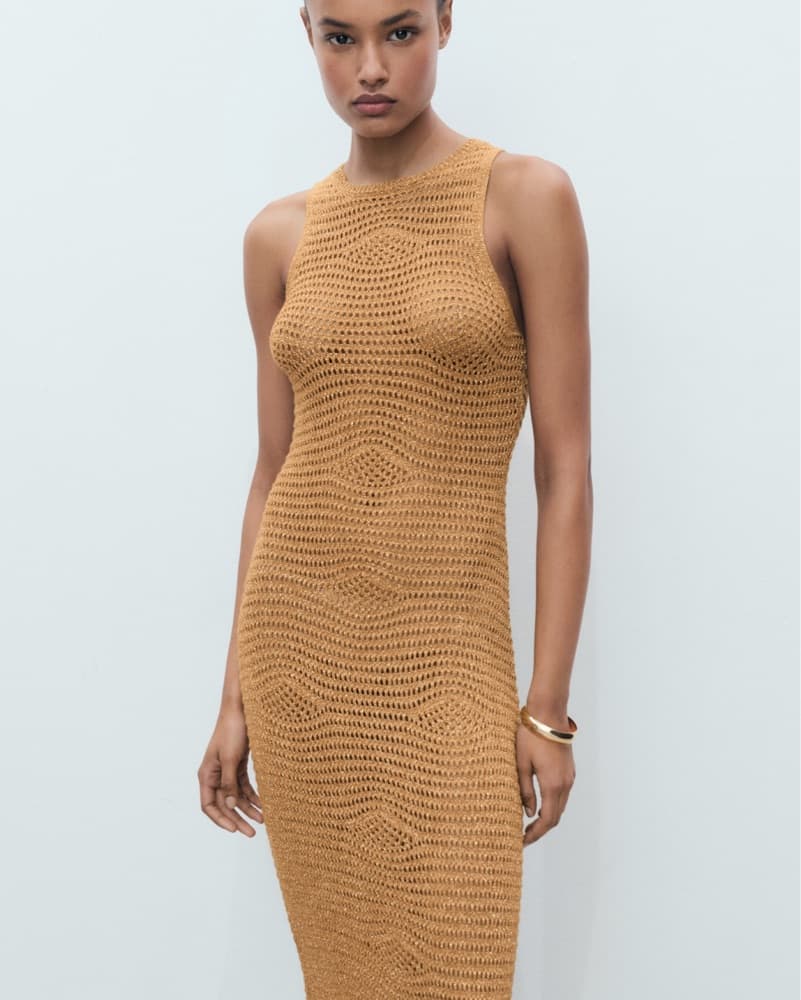 MANGO LONG LUREX CROCHET DRESS - Image 4