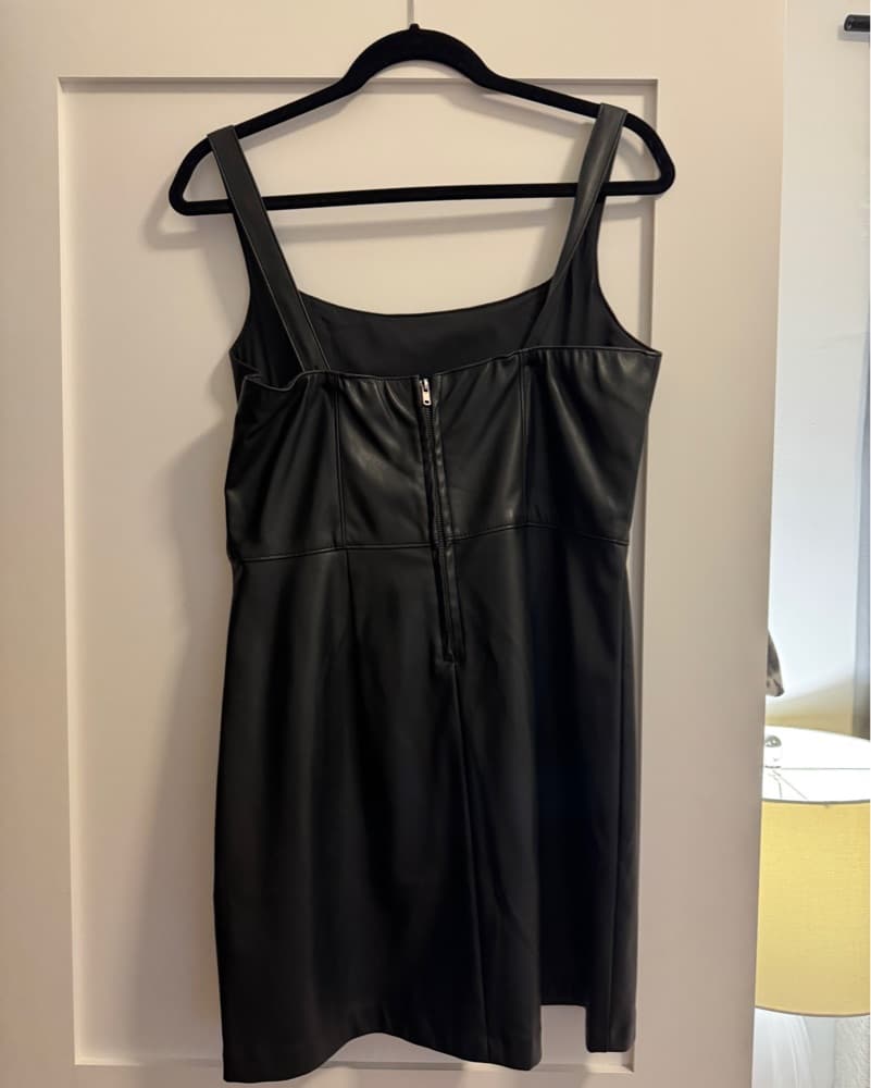 Sleek Black Faux Leather Dress - Image 2