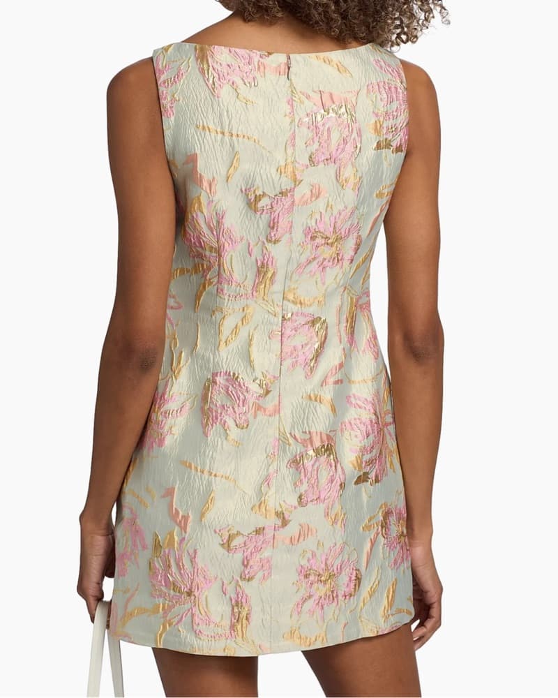 Vibrant Floral Brocade Mini Dress - Image 2