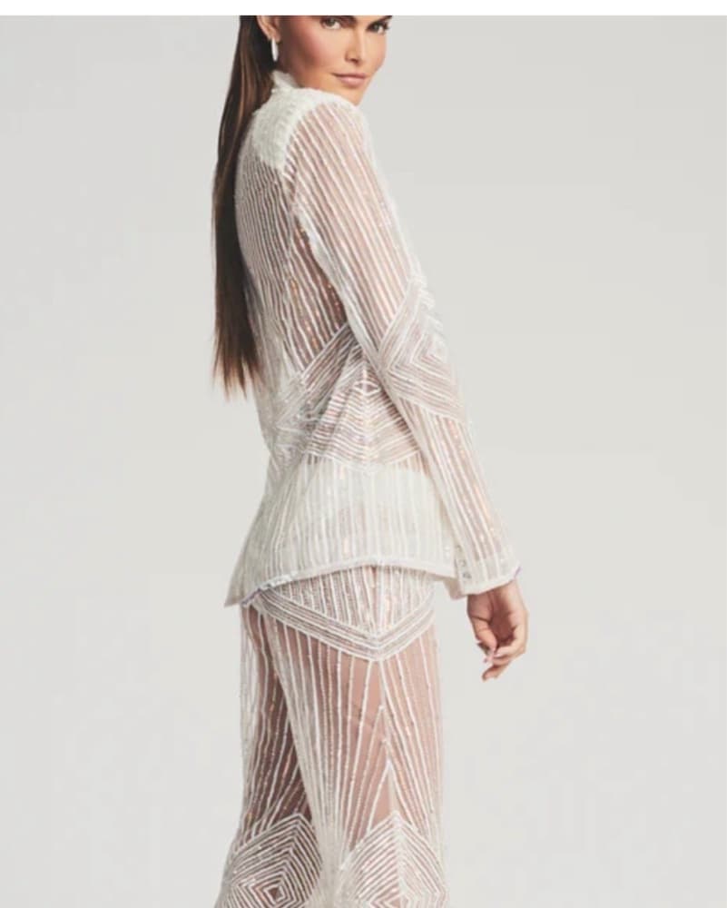 Retrofete Jocelyn White Sequin Blazer XS - Image 3
