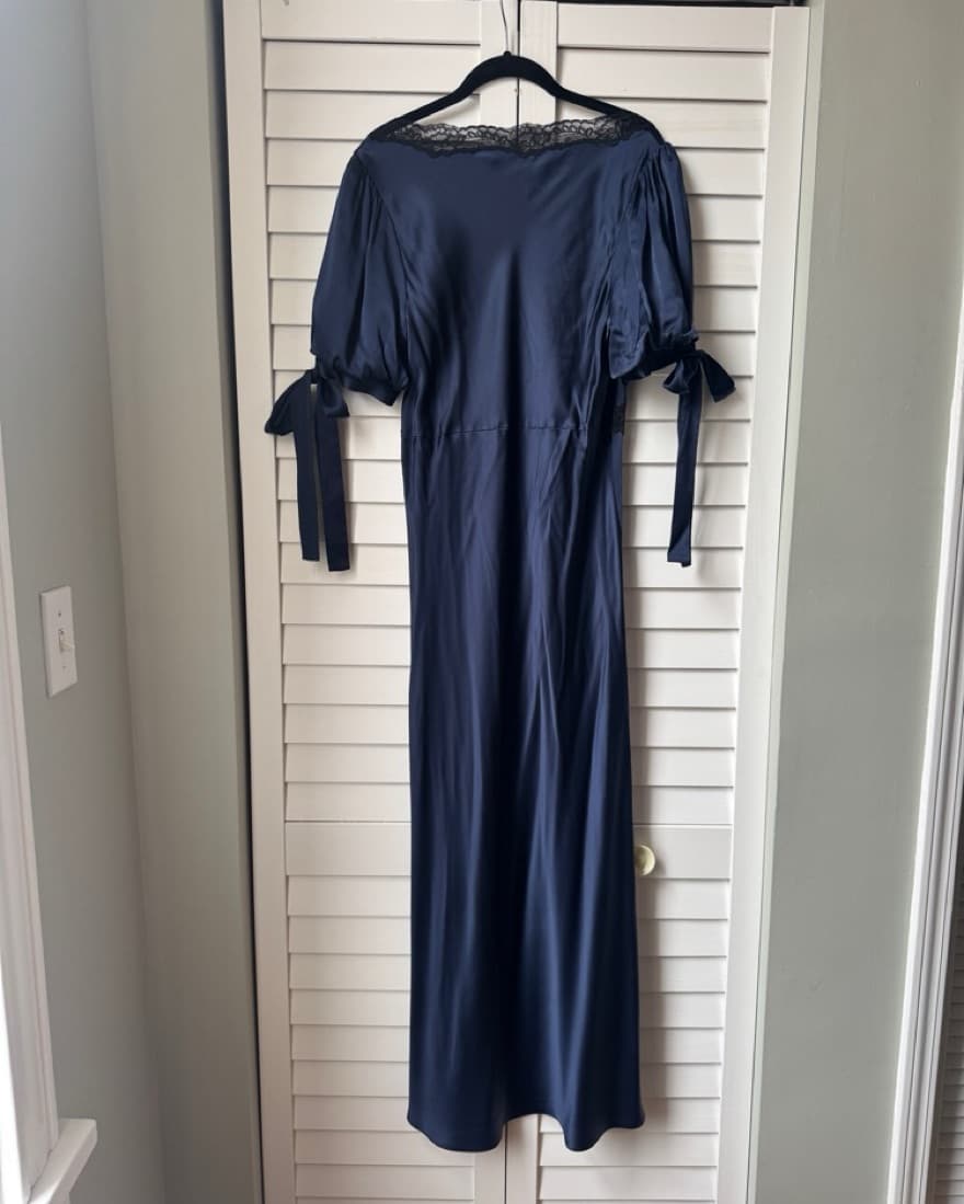 Reformation Navy Blue Stella Silk Dress - Image 5