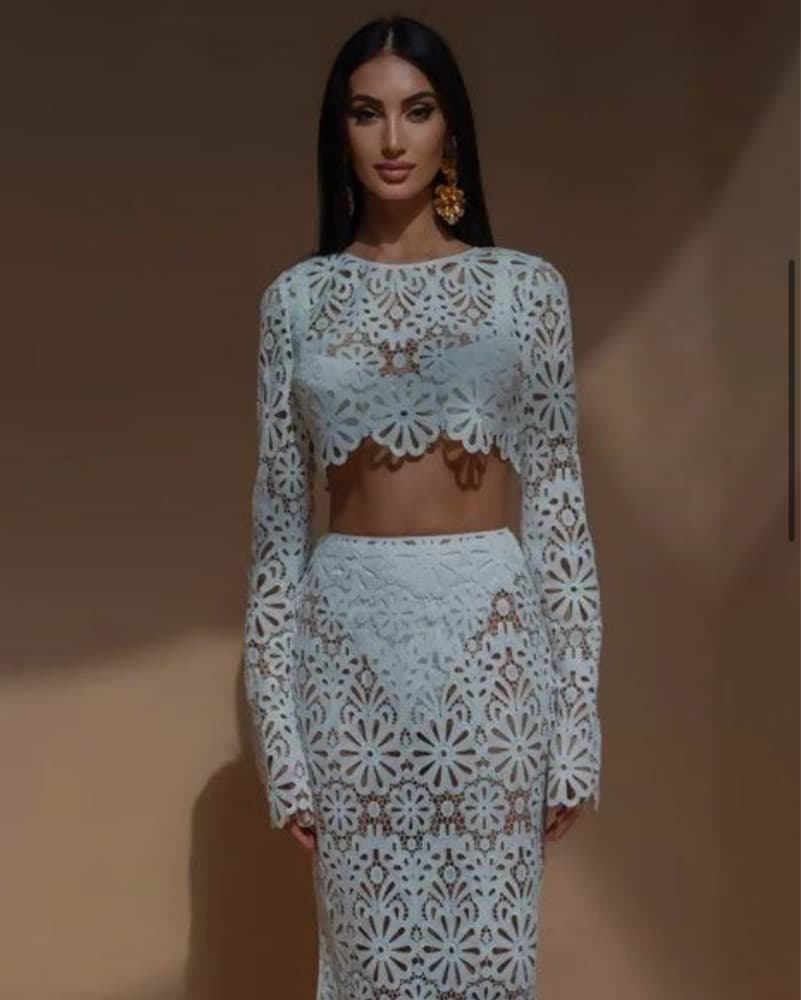 Melissa Phair Floral Crochet Crop Top - Image 3