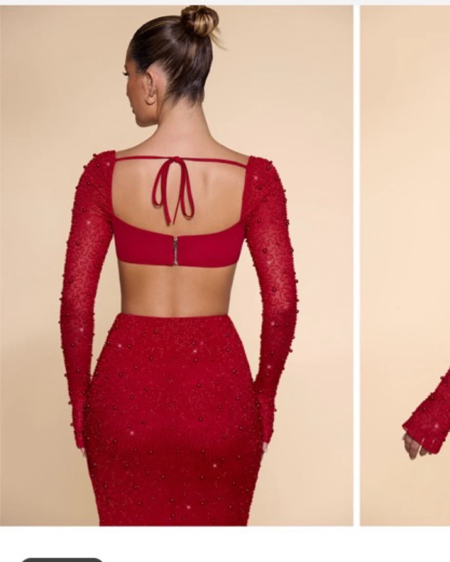 Oh Polly Red Pearl Skirt And Top  - Image 5