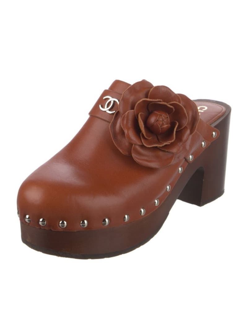 Chanel Studded Platform Flower Clogs - Image 1