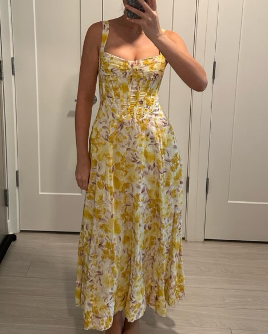 Yellow Bardot Floral Sundress Corset - Image 2