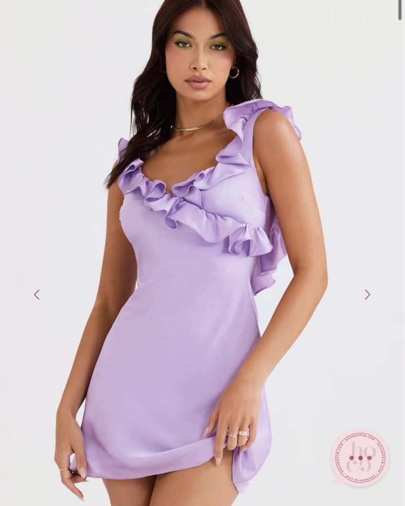 Purple Ruffle Mini Dress  - Image 4