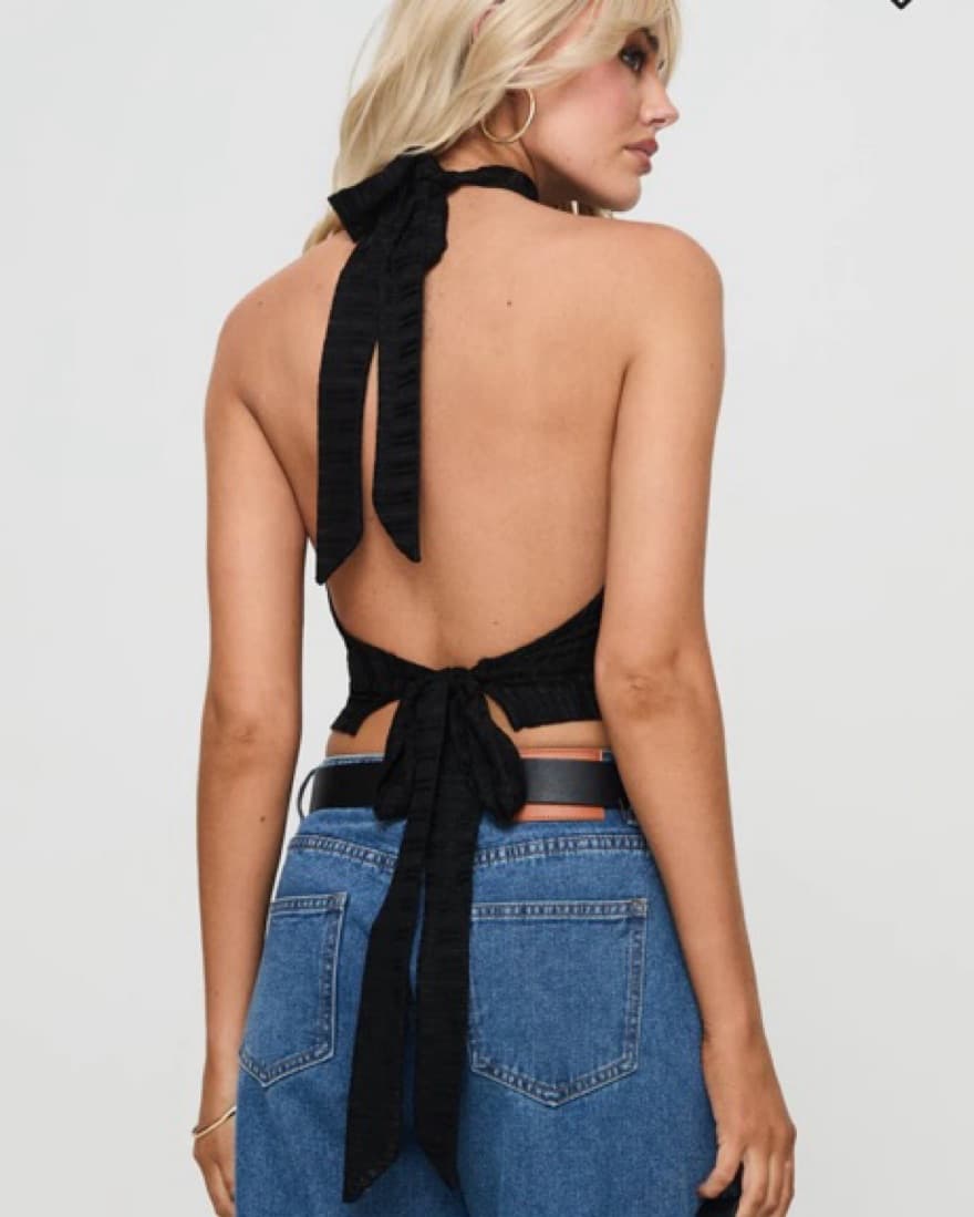 Sheer Halter Top Black - Image 1