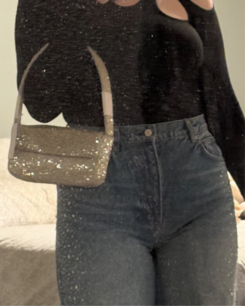 Silver Beaded Shoulder Bag - Image 2