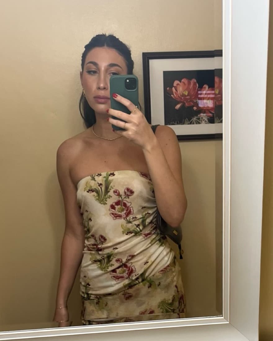 Strapless Asymm Floral Dress - Image 2