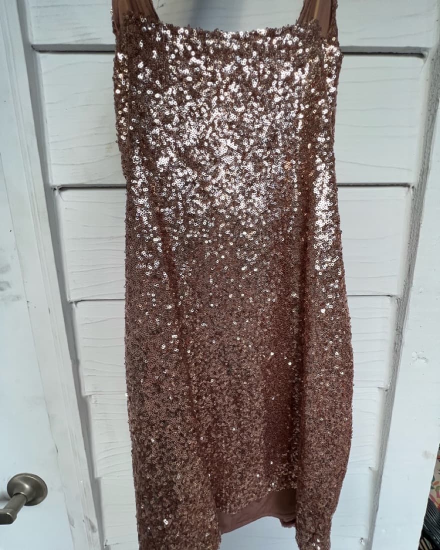 Sequin Rose Gold Party Mini Dress - Image 5