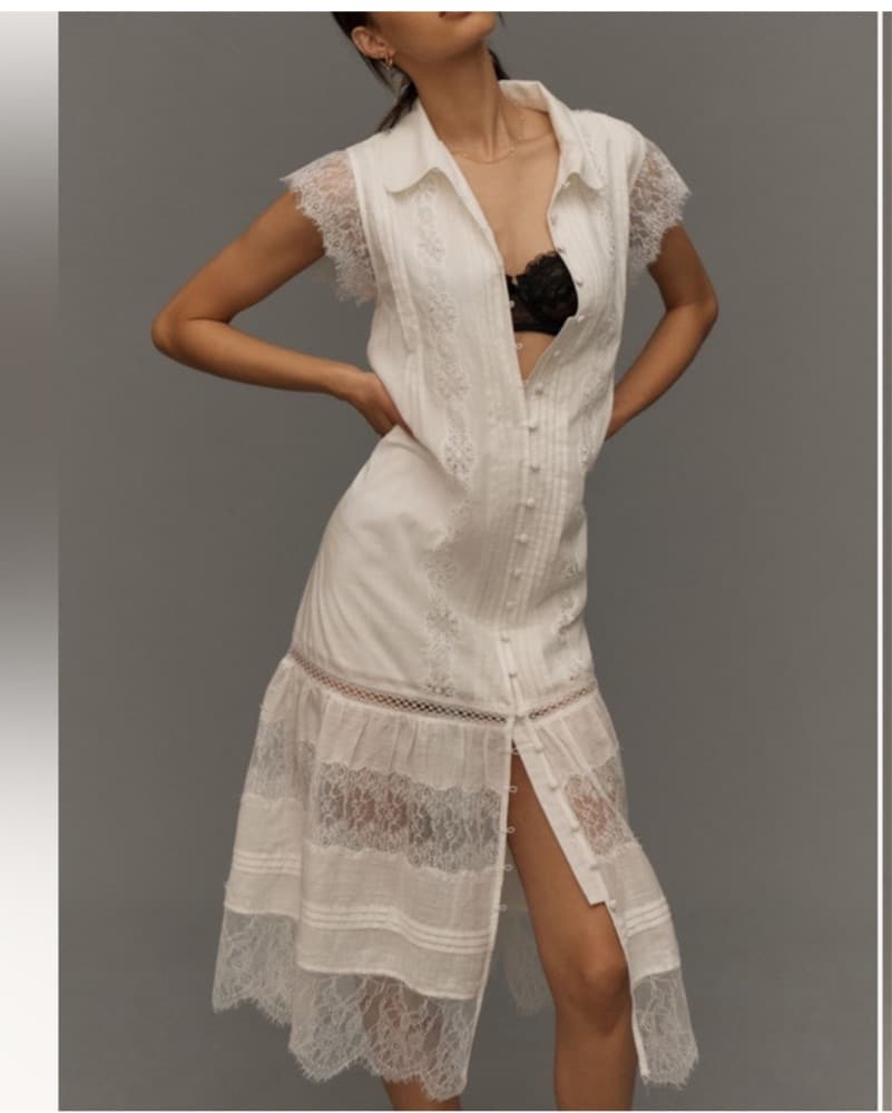 Anthropology Collared Lace Midi Dress.  - Image 1