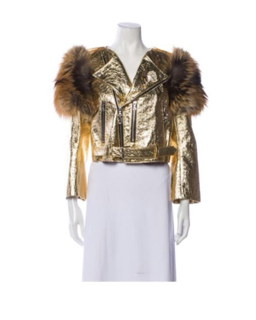 Marc Jacobs Fox Fur Leather Jacket Gold  - Image 3