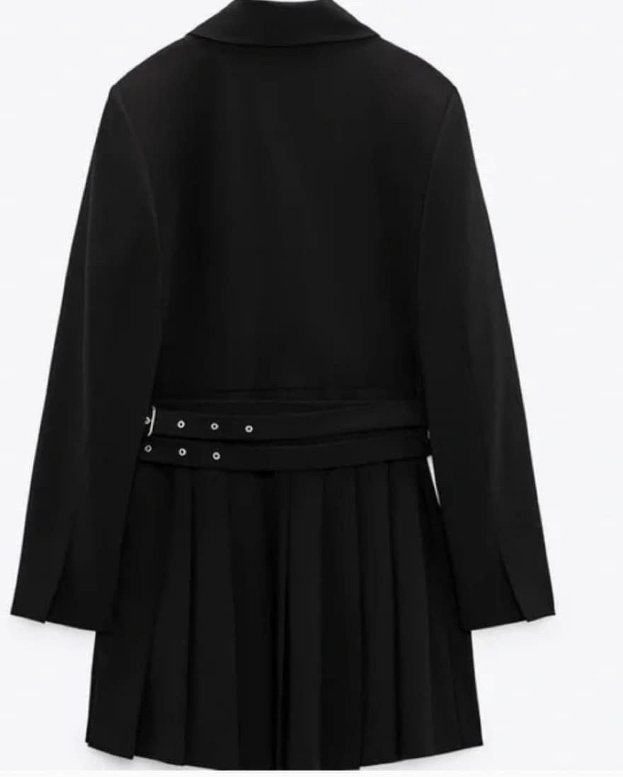 Zara Pleated Blazer Dress Black - Image 4