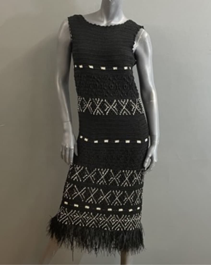 Oscar de La Renta Crochet Feather Dress - Image 1