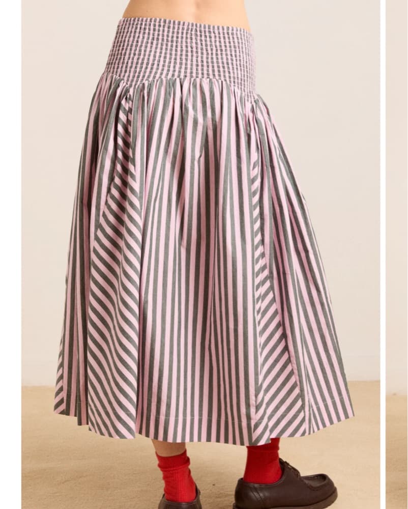 Damson Madder Layla Striped Midi Skirt - Image 2