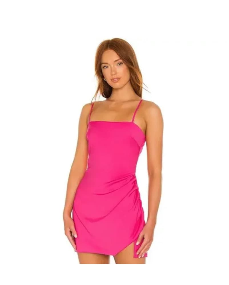 Pink mini spaghetti strap cocktail dress - Image 1