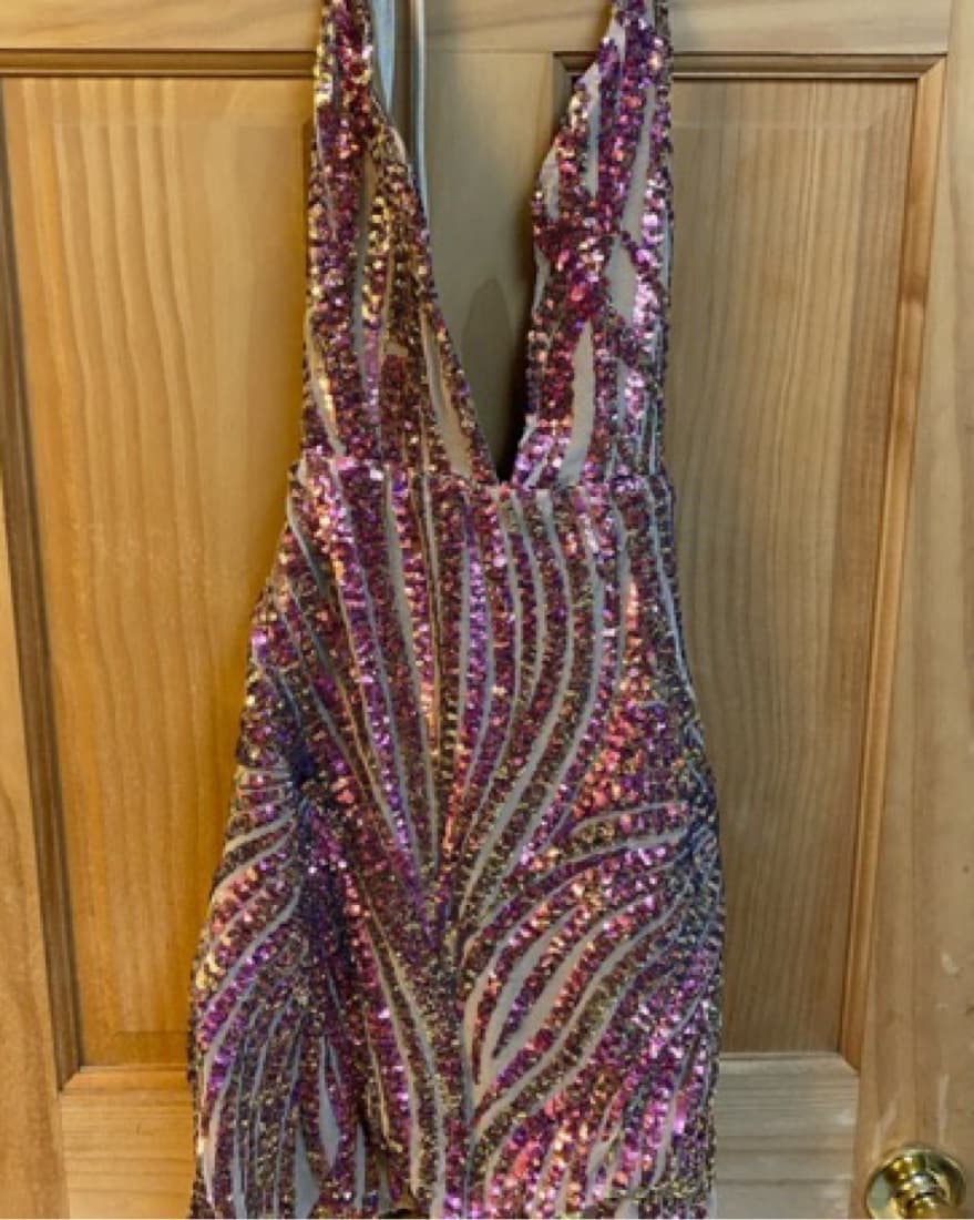 Sequined Halter-Strappy Mini Dress - Image 2