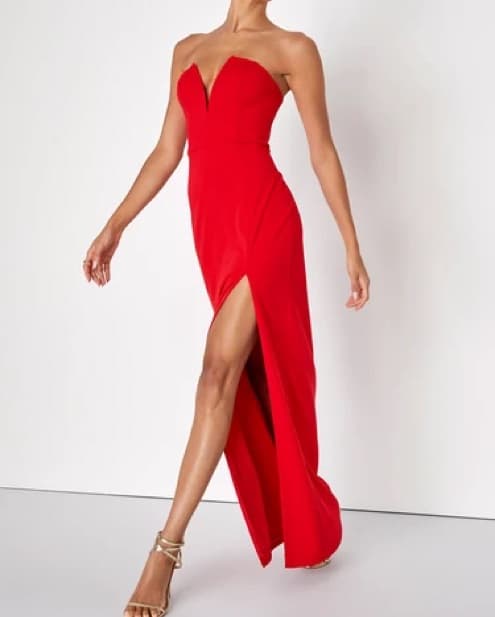 Lulus Red Strapless Maxi Dress XS - Image 1