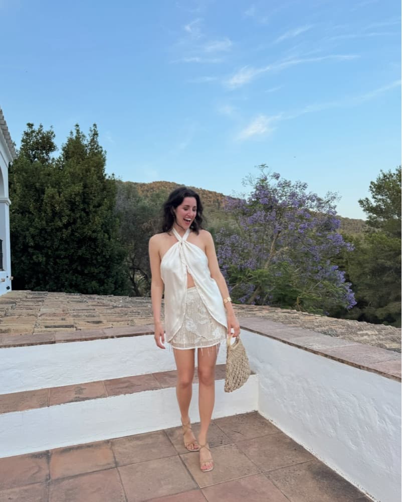 Gold And White Sequined Mini Skirt  - Image 4