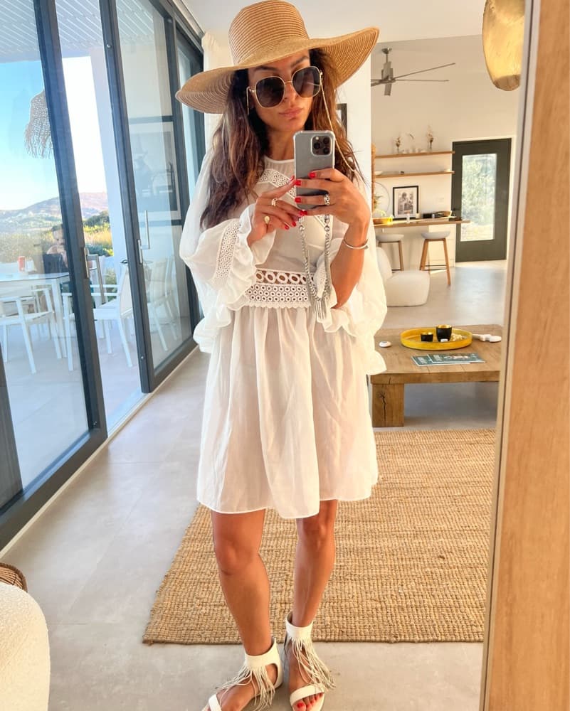 Elegant McQueen Lace White Sheer Dress - Image 1