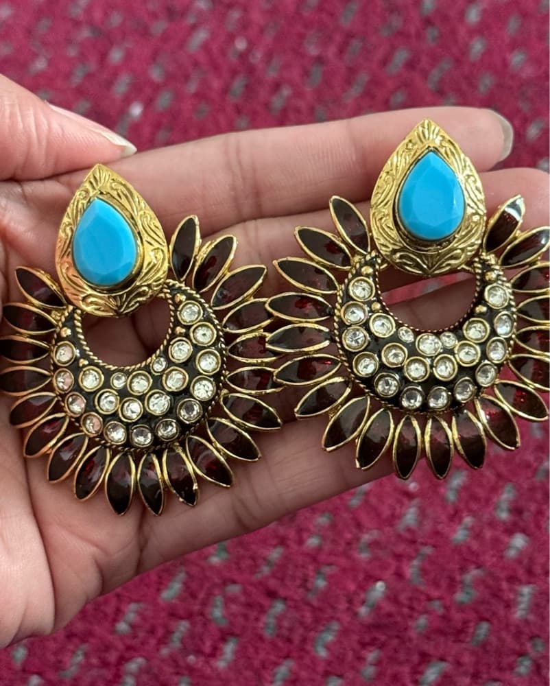 Opulent Floral Drop Earrings - Image 2