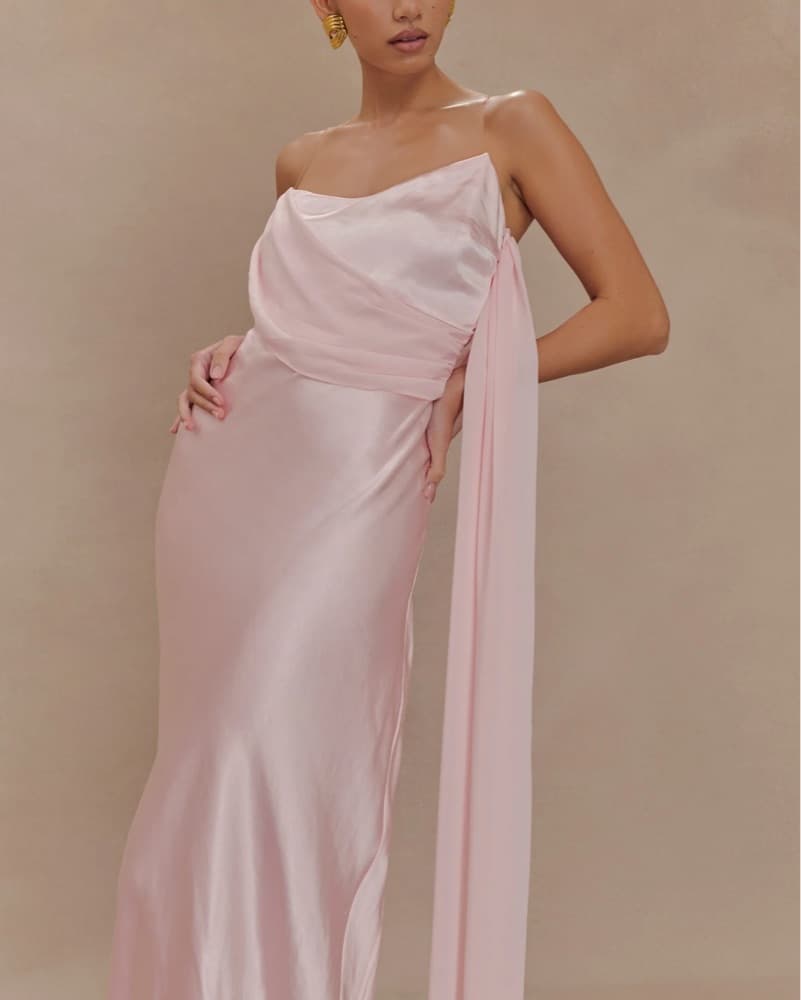 Meshki Pink Satin Dress - Image 3