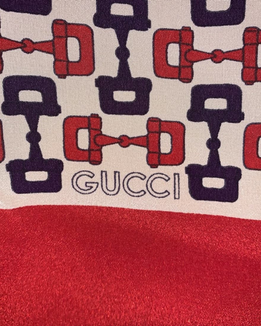 vintage GUCCI silk crêpe BRIDLE BIT scar - Image 2