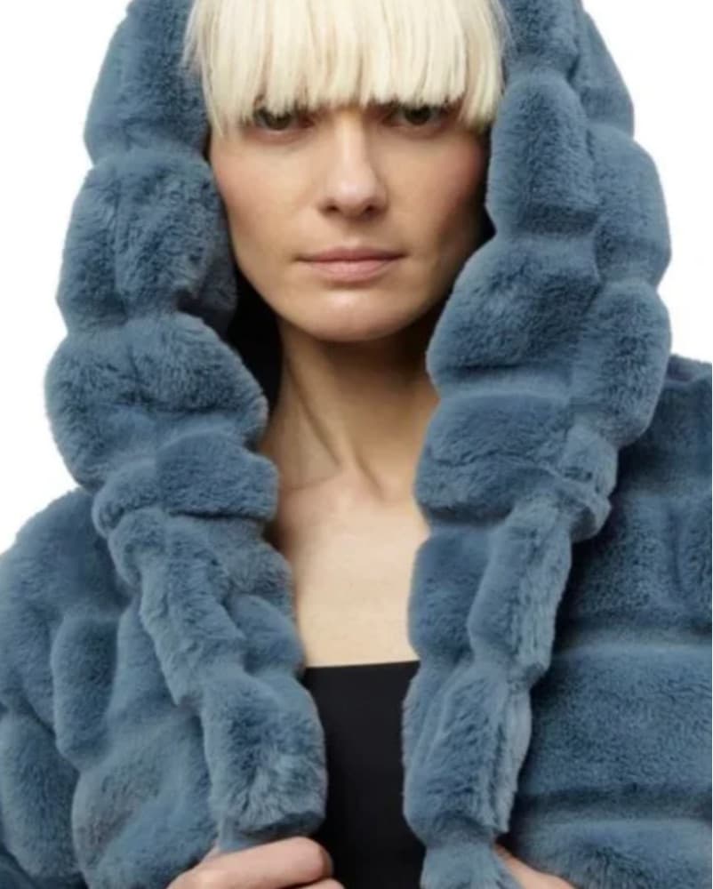 Apparis - Goldy Short Faux Fur Coat Blue - Image 3