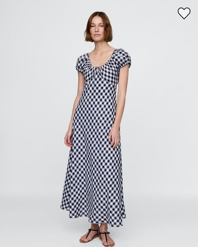 Gap × DÔEN 100% Linen Gingham Midi Dress - Image 1