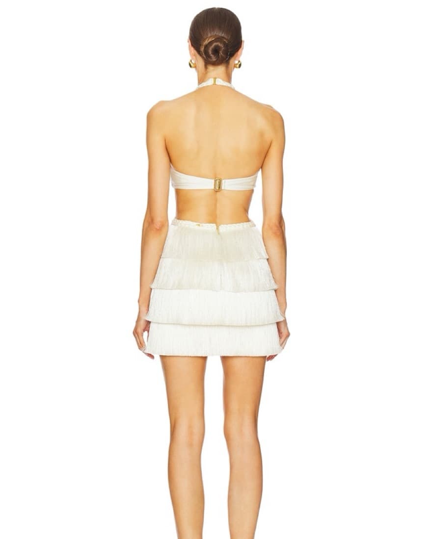 PatBO Camila Coelho Dress |  Bachelorette Outfit, Bride Bachelorette Dress, White Mini Dress, Fringe - Image 2