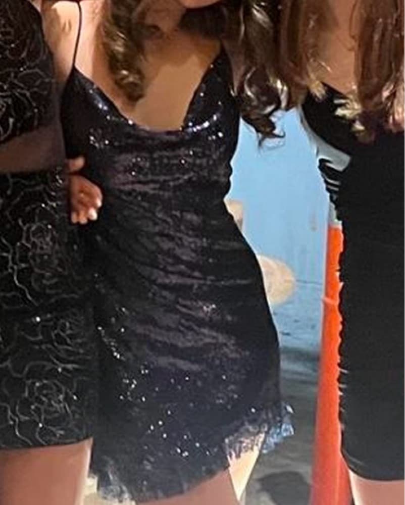 Lucy in the sky navy sequin mini dress - Image 2