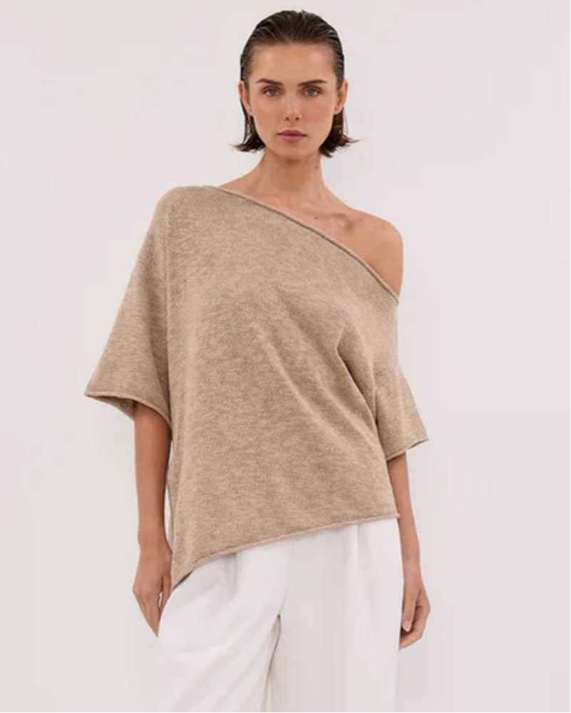 RICK NATURAL ASYM KNIT TOP - Image 1
