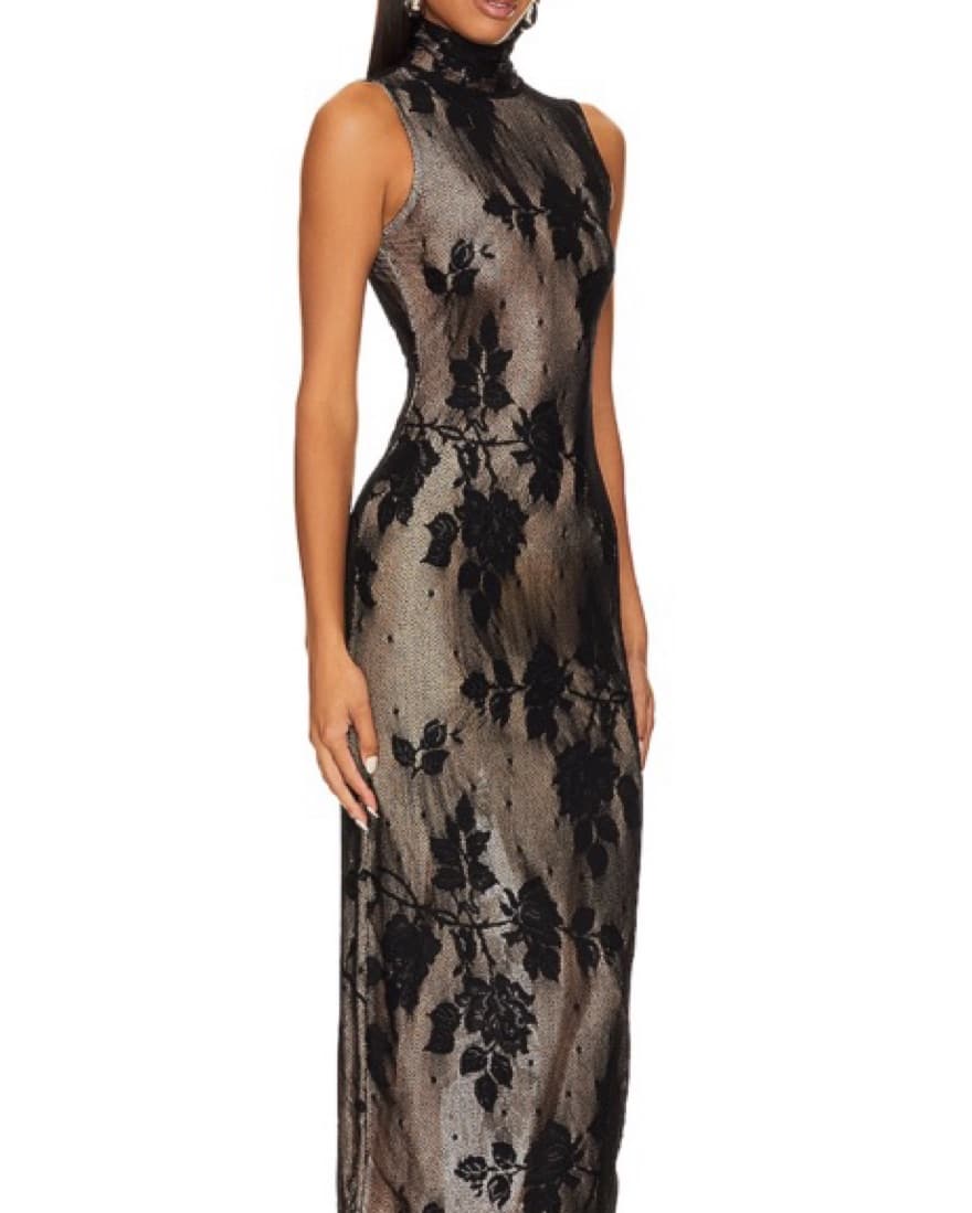 NBD Black Semi Sheer Maxi Dress - Image 3