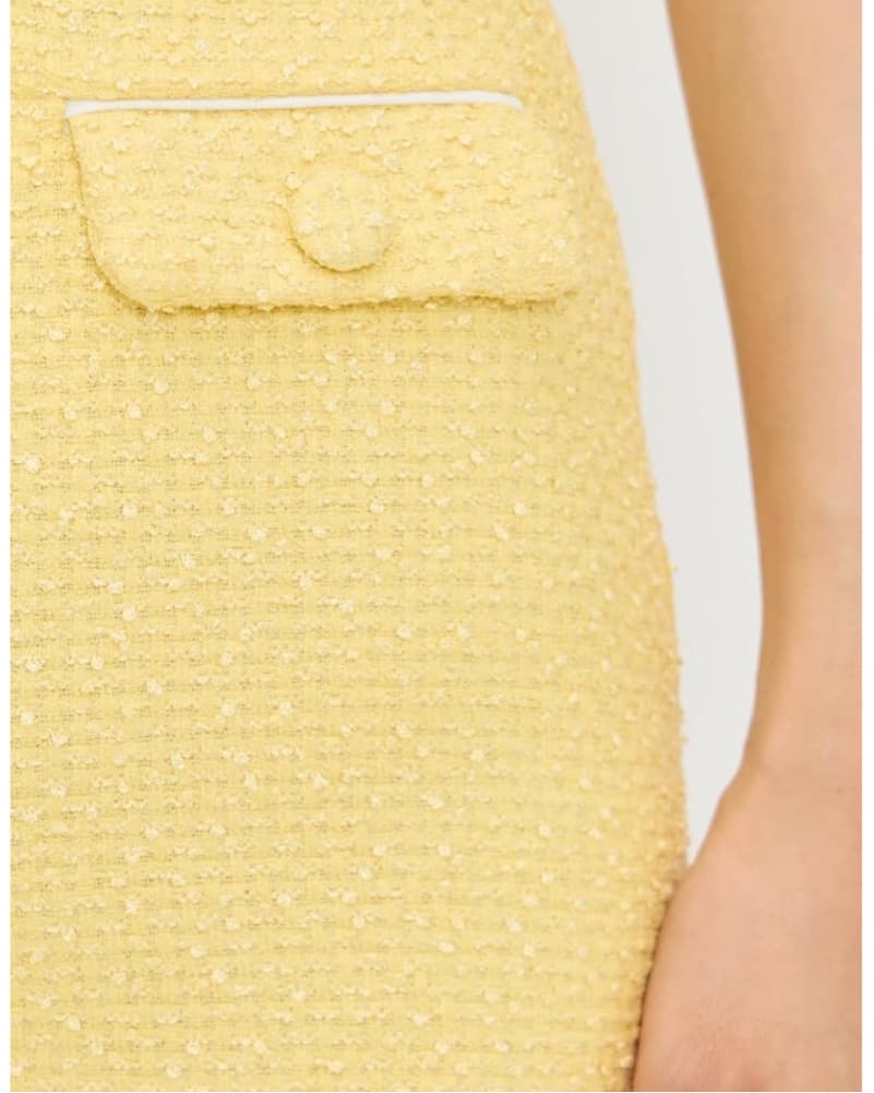 Chic Yellow Tweed Mini Skirt And Top Set - Image 4