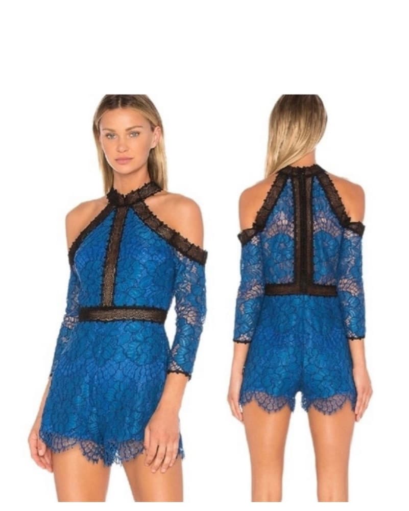 Alexis Blue Romper Lace  - Image 2