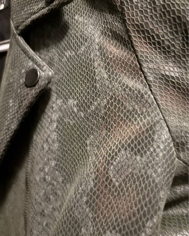 Snake Skin Faux Leather Moto Jacket - Image 2