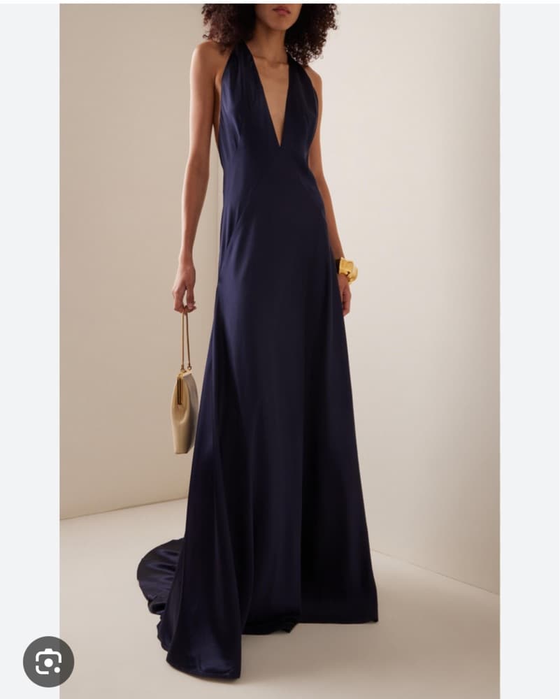 BOND GIRL Navy Silk Dress - Image 3
