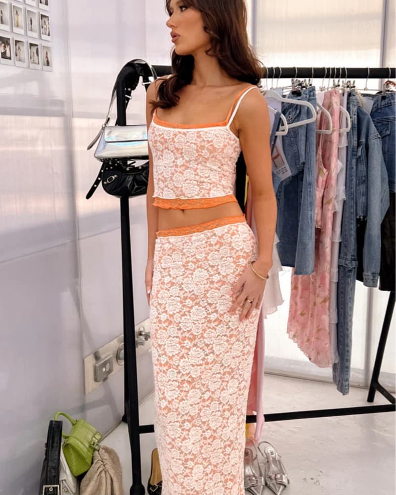 Orange and White Lace set - Image 1
