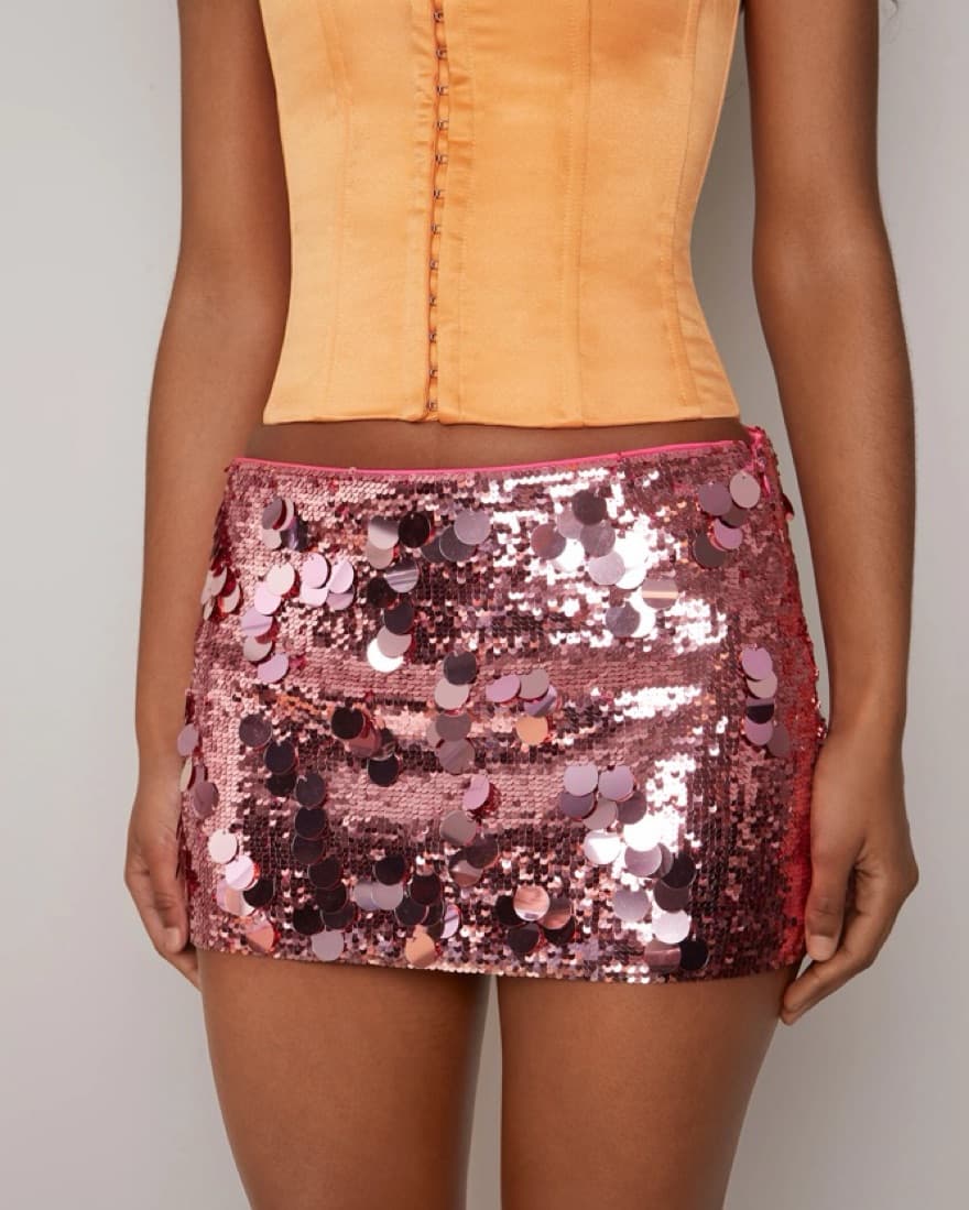Pink Danielle Guizio Paillette Skirt  - Image 1